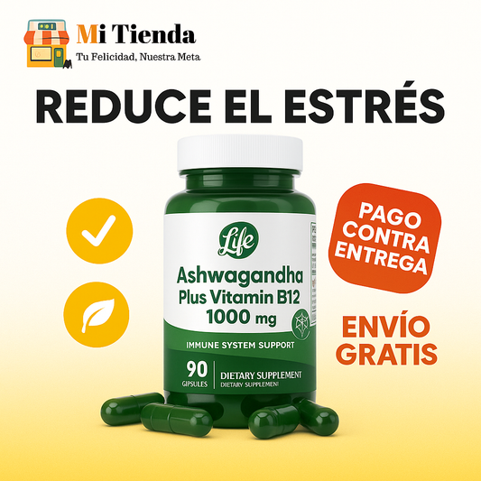 ASHAWAGANDA (GINSENG INDIO) + B12 X 90 CAPSULAS