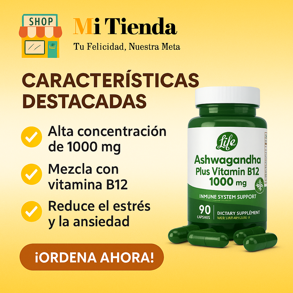 ASHAWAGANDA (GINSENG INDIO) + B12 X 90 CAPSULAS