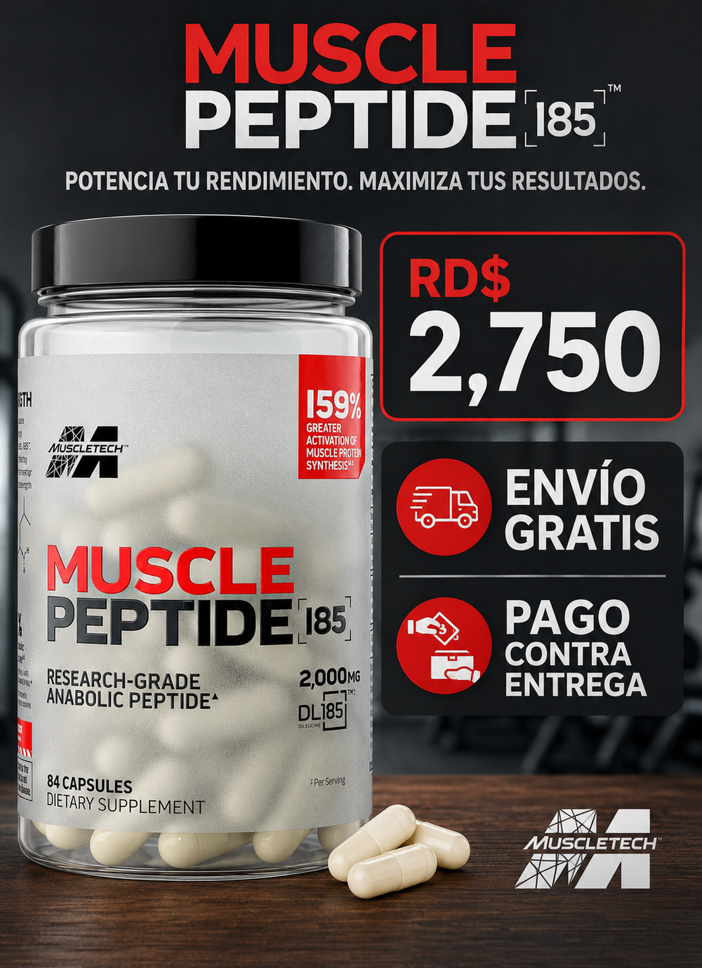 MuscleTech DL-185 Péptidos de Dileucina